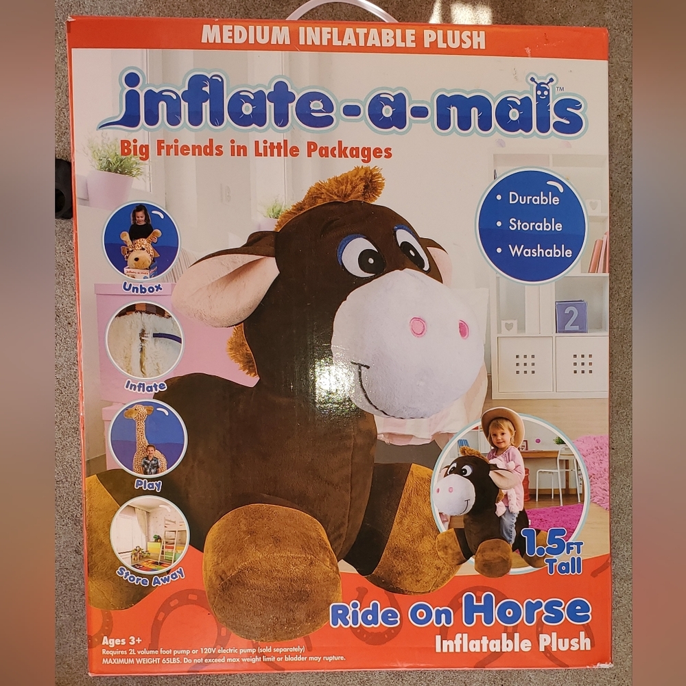 Inflate-a-mals Ride On Horse, OS (See Box for Measurements)